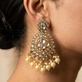 Antique Gold Kundan Chandbali Earrings — artificial earrings by Jashan Jewels Pakistan