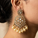 Antique Gold Kundan Chandbali Earrings — artificial earrings by Jashan Jewels Pakistan