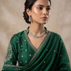 Silver Crystal Diamond Baguette Square Panel Choker Necklace Set — artificial necklace set by Jashan Jewels Pakistan