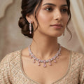 Rose Pink Opal & Crystal Diamond Butterfly Floral Necklace Set — artificial necklace set by Jashan Jewels Pakistan