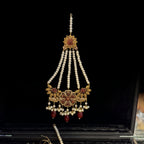 Ruby Rosette & Pearl Bridal Set with Jhoomar