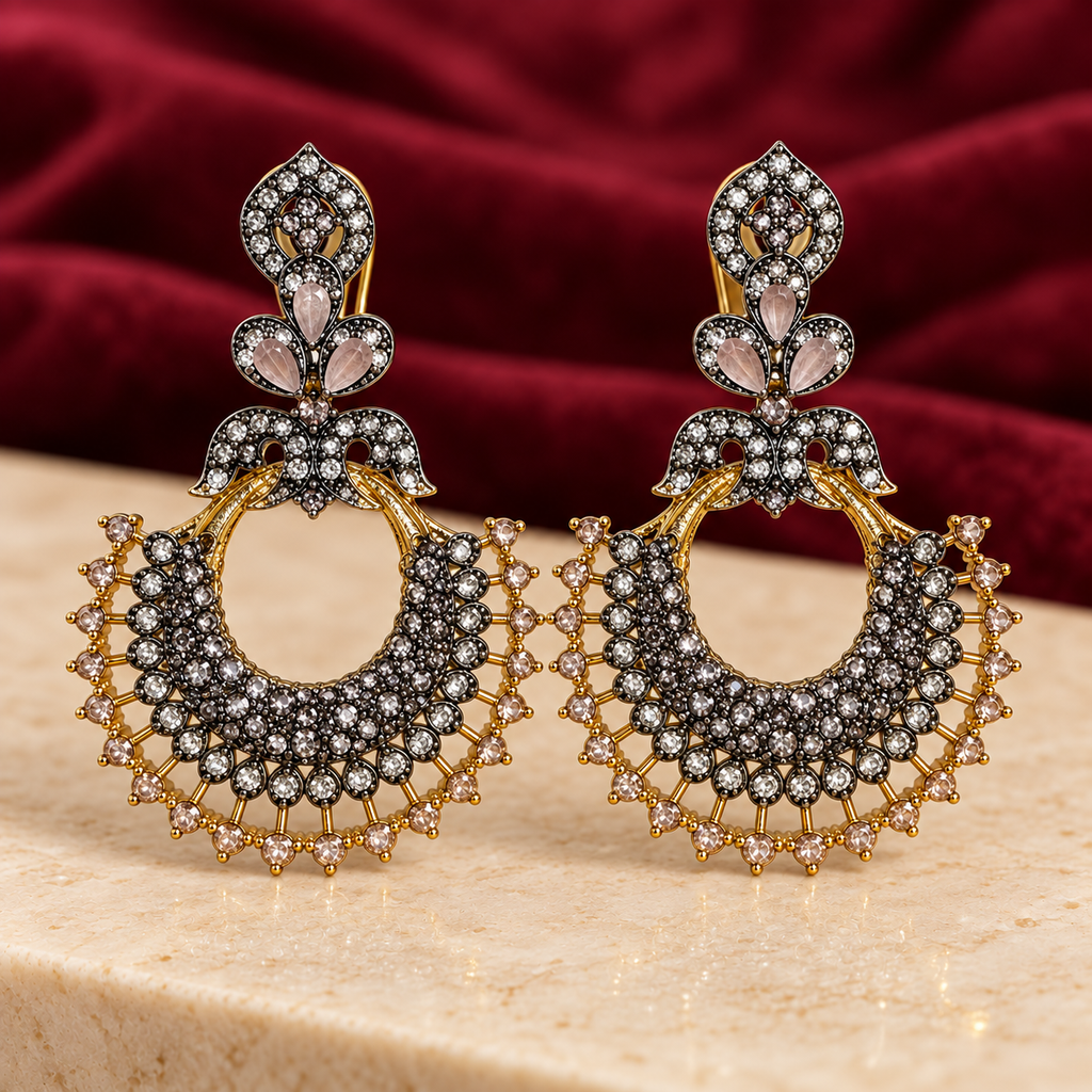 Noor Blush Pink Chandbali Earrings — Jashan Jewels
