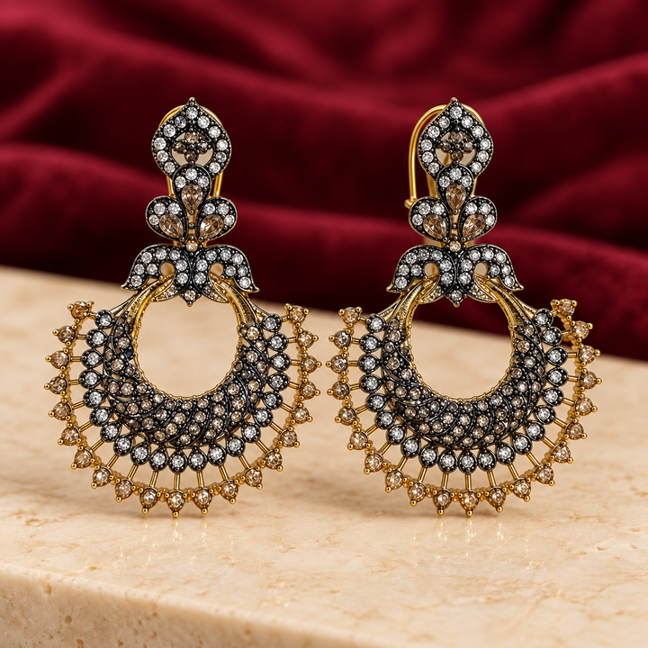 Noor Champagne Chandbali Earrings — Jashan Jewels
