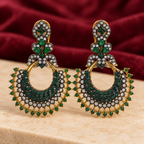 Noor Emerald Green Chandbali Earrings — Jashan Jewels