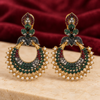 Noor Emerald Ruby & Pearl Chandbali Earrings — Jashan Jewels
